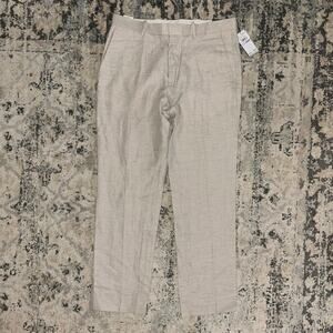 Perry Ellis Men’s Beige Tan Linen Cotton Blend Dress Pants 32x30 New With Tags